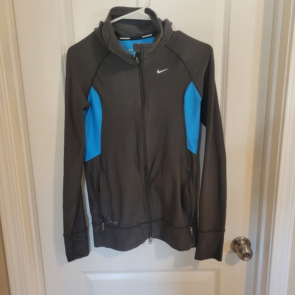 Nike Dri-Fit full zip jacket womens size small Blue Gray
